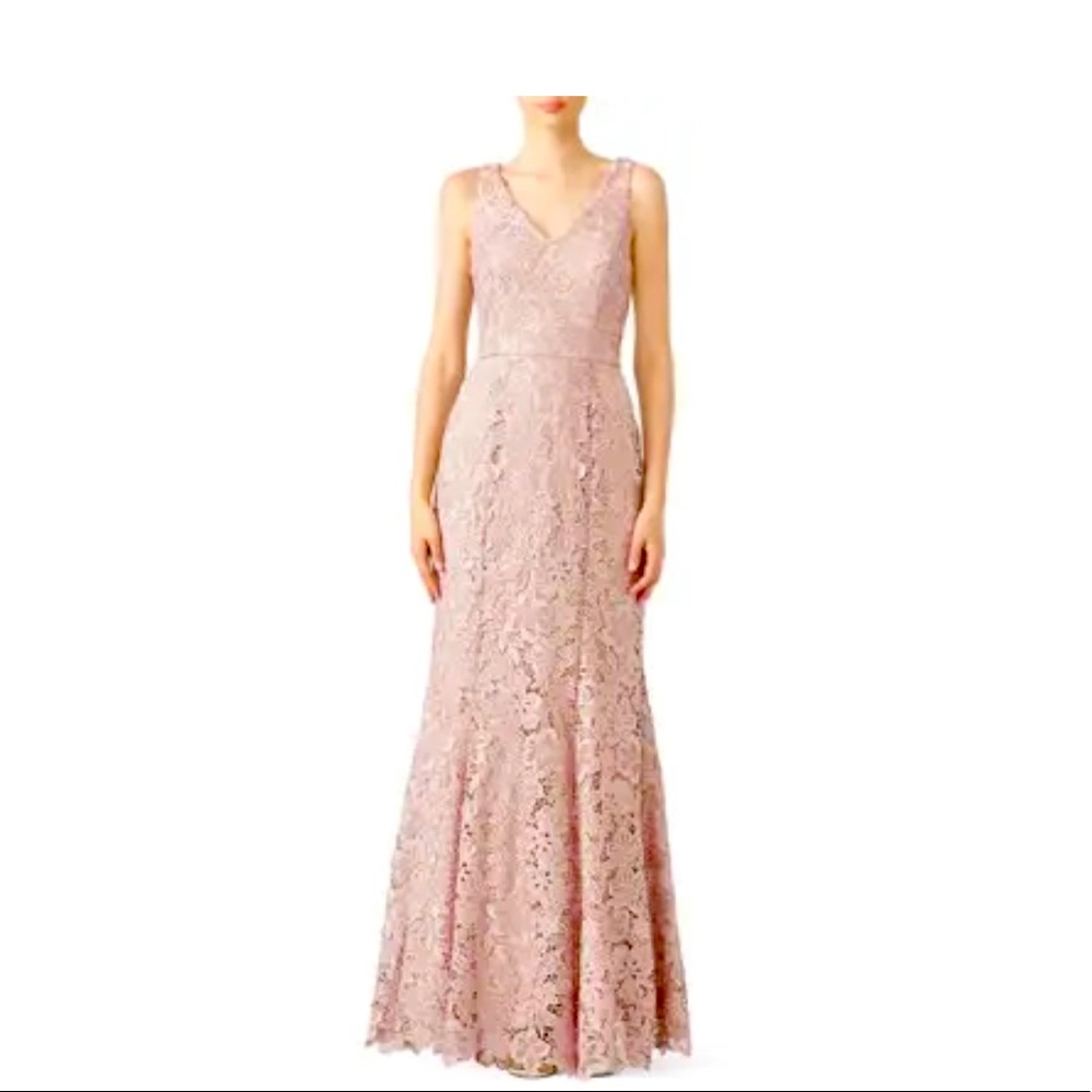 👗JS Collection Blush Floral Lace Gown👗